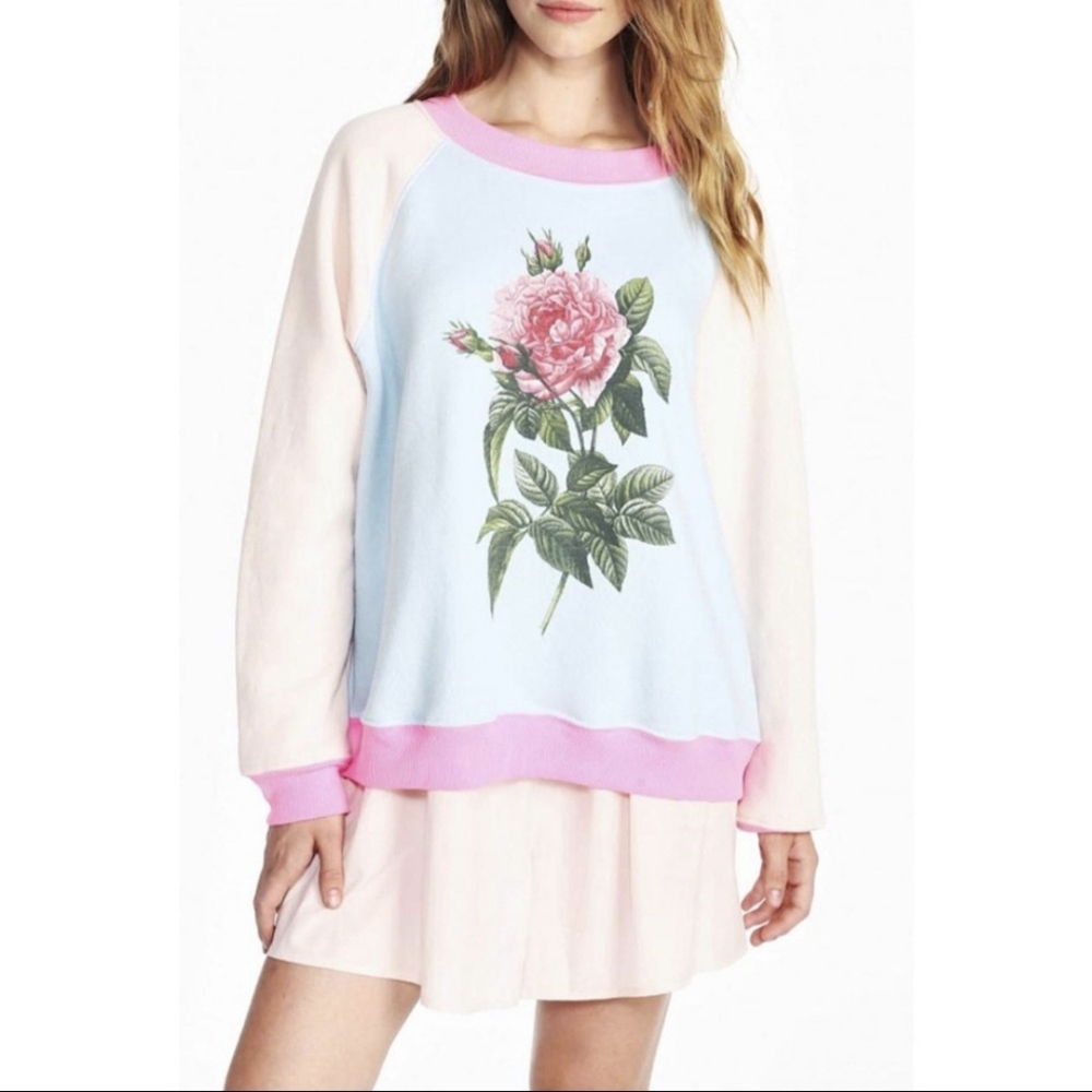 Wildfox oversized rose sweatshirt sweater